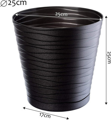 Plant Pot Flowerpot Wave Plastic Crystal Modern Decorative White 25cm - 4