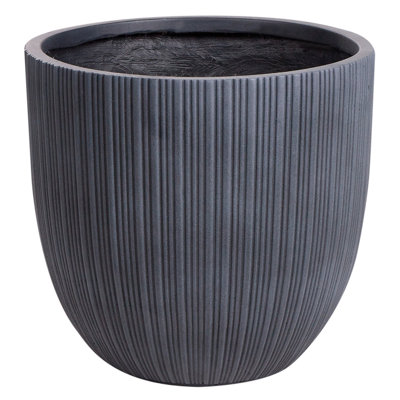 Plant Pot FRAXINUS Ceramic 42 cm Graphite Grey