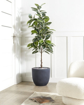 Plant Pot FRAXINUS Ceramic 42 cm Graphite Grey