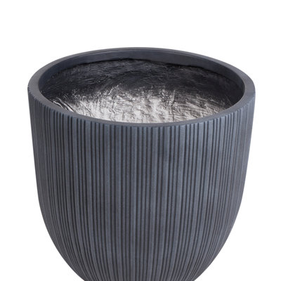 Plant Pot FRAXINUS Ceramic 42 cm Graphite Grey