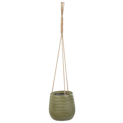 Plant Pot LIVADIA Stone 20 cm Olive Green