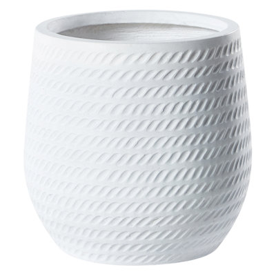 Plant Pot LIVADIA Stone 27 cm Off-White