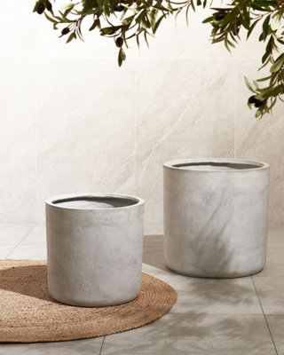 Plant Pot MESSENE Ceramic 41 cm Light Grey