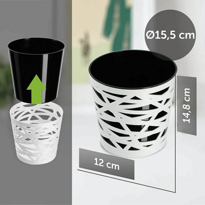 Plant pot planter Flowerpot Crystal Modern Decorative Daizy Black 15cm - 3