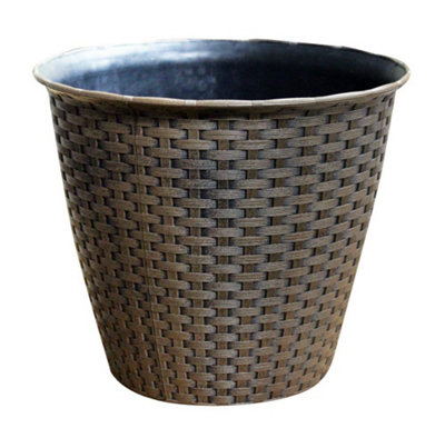 Plant Pot Rattan Effect - Durable And Weather Resistant - Brown Rustic ...