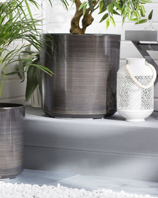 Plant Pot VAGIA Stone 43 cm Grey