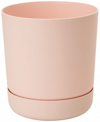 Plant Pot with Saucer Flowerpot Round Plastic Modern Decorative 6 Pastel Colours Nude 17cm