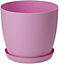 Plant Pots Flower Planter 6 Colours 8 sizes Matt Plastic Pot + Saucer Tray Deco Pink 12cm