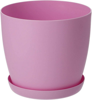 Plant Pots Flower Planter 6 Colours 8 sizes Matt Plastic Pot + Saucer Tray Deco Pink 12cm