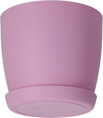 Plant Pots Flower Planter 6 Colours 8 sizes Matt Plastic Pot + Saucer Tray Deco Pink 20cm - 4