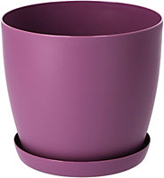 Plant Pots Flower Planter 6 Colours 8 sizes Matt Plastic Pot + Saucer Tray Deco Violet 14cm