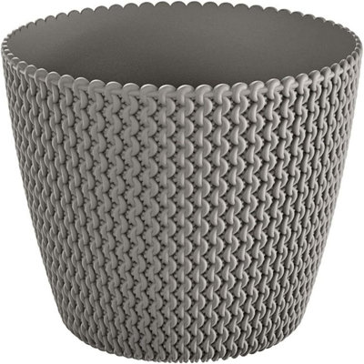 Plant Pots Indoor Outdoor Plastic Flowerpot Small Medium Large Splofy  Grey 22.5cm