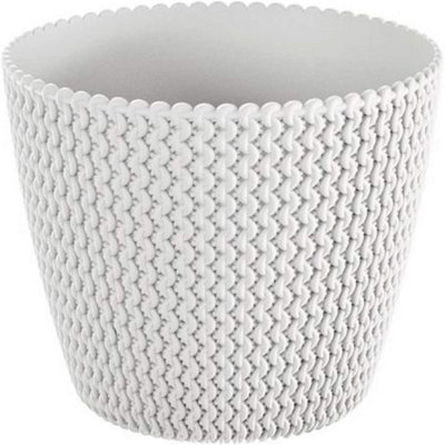 Plant Pots Indoor Outdoor Plastic Flowerpot Small Medium Large Splofy White 13cm