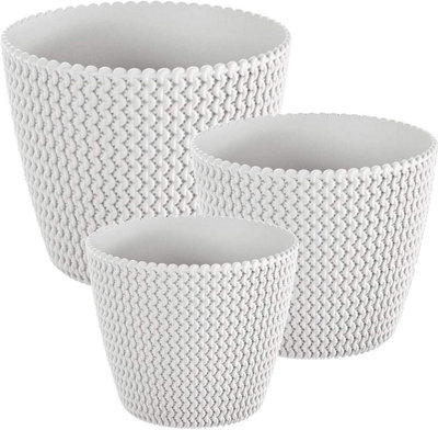 Plant Pots Indoor Outdoor Plastic Flowerpot Small Medium Large Splofy White 26cm