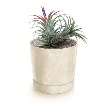 Plant Pots Indoor Outdoor Plastic Flowerpot Small Medium Large Tubo 5 Colours Cream 13cm