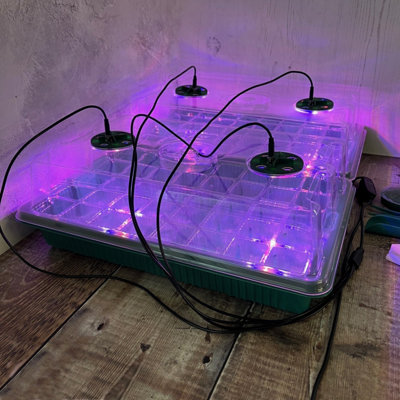 Plant Propagator 40 Cell Seed Tray Set with Full Spectrum USB Grow Lights (Pack of 2)