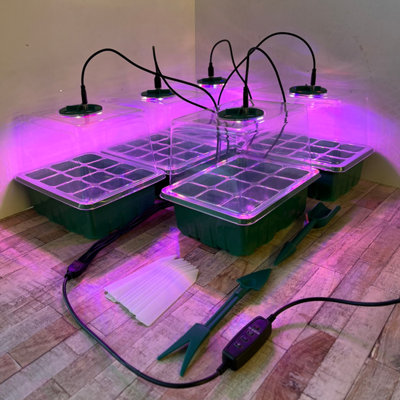 Plant Propagator Seed Tray Set with Full Spectrum USB Grow Lights (Pack of  5)