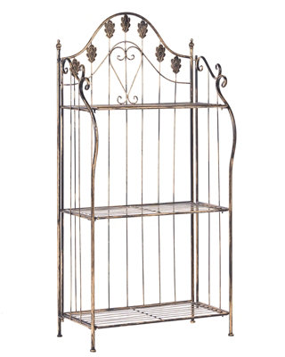 Plant Shelf Black Metal, Freestanding and Foldable, Distressed Finish, 59 x 30 x 123 cm