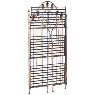 Plant Shelf Black Metal, Freestanding and Foldable, Distressed Finish, 59 x 30 x 123 cm