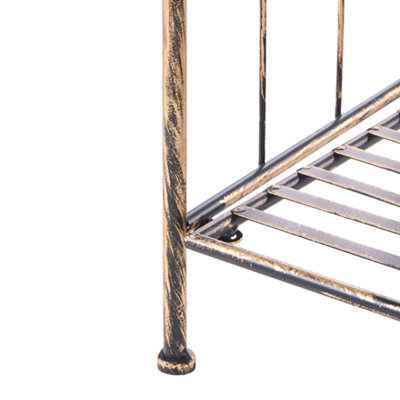 Plant Shelf Black Metal, Freestanding and Foldable, Distressed Finish, 59 x 30 x 123 cm