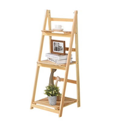 Plant Stand 3 Tier Wood Foldable Ladder Flower Shelf for Multiple Plants Flower Holders for Patio Garden Balcony