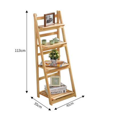 Plant Stand 4 Tier Wood Foldable Ladder Flower Shelf for Multiple Plants Flower Holders for Patio Garden Balcony