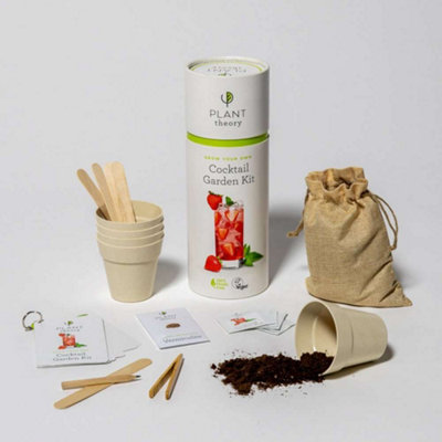 Plant Theory Grow Your Own Cocktail Kit - Mint, Strawberry, Tomato Roma, Basil , Green Tomato - Vegan Compost & 100% Plastic Free