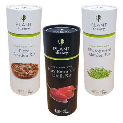 Plant Theory Grow Your Own Kitchen Garden Trio Kit Gift Set Extra Hot