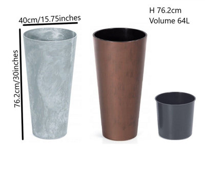 Planter Plant Pot Flowerpot Cylinder Outdoor Garden Balcony Indoor Beton Tall Corten Steel 76.2cm - 4