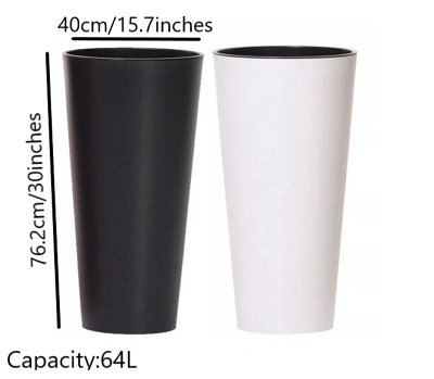 Planter Plant Pot Flowerpot Tubus Outdoor Garden Balcony Indoor Modern Tall White 57.2cm - 5