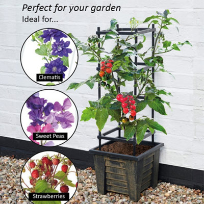 Planter with 4 Teir Trellis Structure, tomatos or climbing plants Bronze Effect H80cm x W31 x D31cm