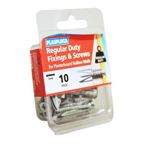 Plasplug Regular Duty Fixings And Screws (Pack Of 20) Silver (7mm)