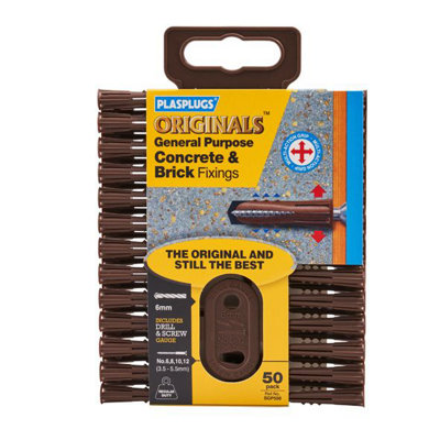 Plasplugs Brown Wall Plugs Brick HeavyDuty x50 SBJP551CC SBJP551 XMS24PLUG4