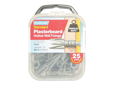 Plasplugs CF111 CF 111 Standard Plasterboard Fixings Pack of 25 PLACF111