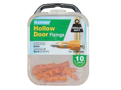 Plasplugs DR308 DR 308 Hollow Door Fixings (10) PLADR308 DIY at B&Q
