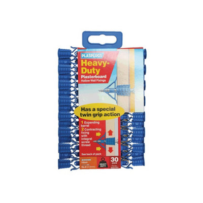 Plasplugs Heavy Duty Plasterboard Fixing (Pack of 30) Blue (10mm)