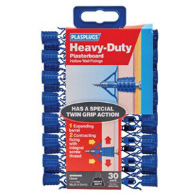 Plasplugs Heavy Duty Plasterboard Fixings (Pack of 30) - XMS24PLUG6