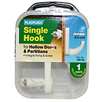 Plasplugs Hollow Single Door Hook White (Single)