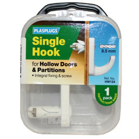 Plasplugs Hollow Single Door Hook White (Single)