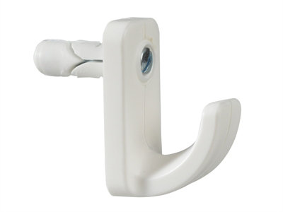 Plasplugs HW124 White Single Hollow Door Hook Pack of 1 PLAHW124