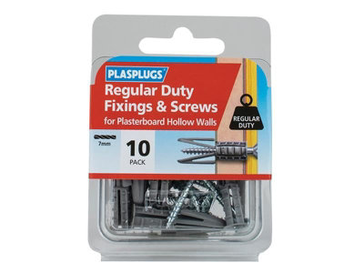 Plasplugs HWRS010 Regular-Duty Fixings & Screws Pack of 10 PLAHWRS010