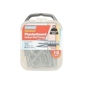 Plasplugs Regular Duty Plasterboard Fixing (Pack of 10) Grey (One Size)