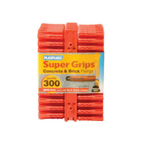 Plasplugs RP 187 Solid Wall Super Grips Fixings Red (300)