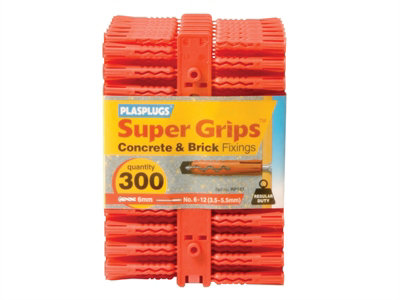 Plasplugs RP187CC RP 187 Solid Wall Super Grips Fixings Red (300) PLARP187