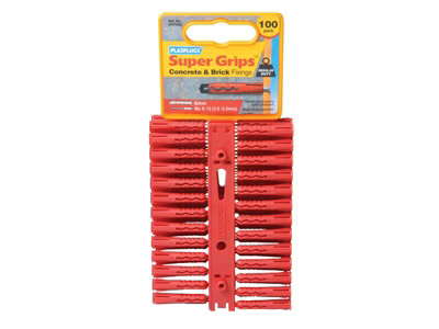 Plasplugs SRP502CC SRP 502 Solid Wall Super Grips Fixings Red (100) PLASRP502