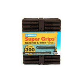 Plasplugs Supergrip Wall Plugs (Pack of 300) Brown (One Size)
