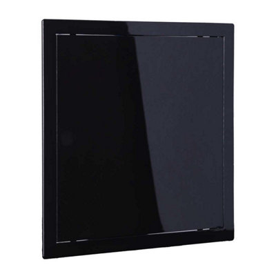 Plasterboard Access Panel Black 200x200mm Soft Closing Polished PVC