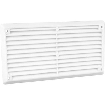 Plastic Air Vent Louvre Grille with Flyscreen Cover for Walls and Ceilings, (L) 160mm (W) 85mm