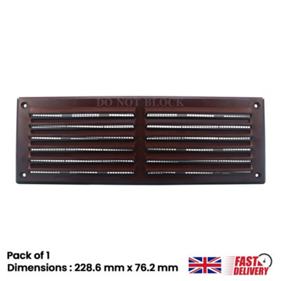 Plastic Air Vent Louvre Grille with Flyscreen Cover for Walls and Ceilings, (L) 229mm (W) 78mm