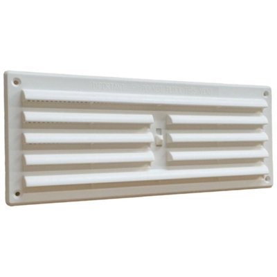 Plastic Air Vent Louvre Grille with Flyscreen Cover for Walls and Ceilings, (L) 260mm (W) 104mm